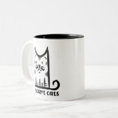 おしゃれな口ひげのネコ、猫大好き ツートーンマグカップ (正面左)