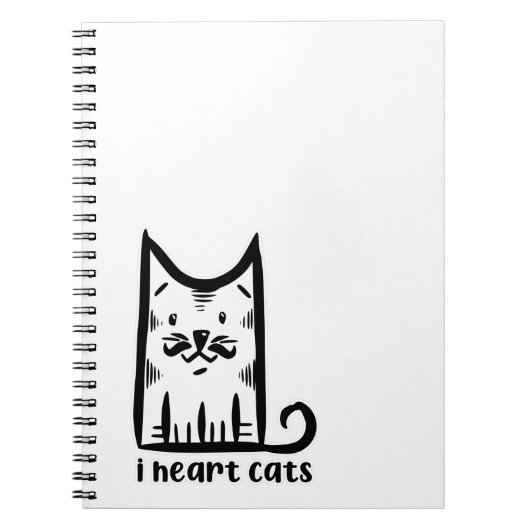 おしゃれな口ひげのネコ、猫大好き ノートブック (正面)