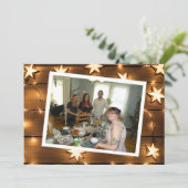 おしゃれな古材と星のライトのクリスマスカード シーズンカード (スタンド正面)