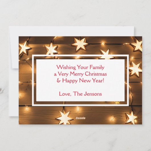 おしゃれな古材と星のライトのクリスマスカード シーズンカード (裏面)