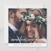 おしゃれな同じ愛新しい計画変更日写真 案内状 (正面)