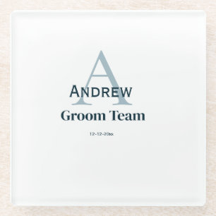 おしゃれな名イニシャル グルームチーム グルームズメン ガラスコースター