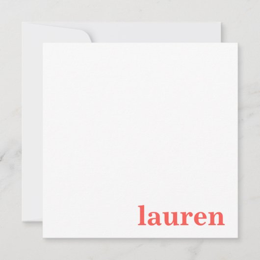 おしゃれな名前のタイポグラフィー カスタム ノートカード (正面)
