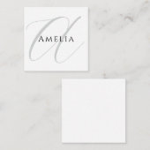 おしゃれな名前のモノグラムイニシャルレターカリグラフィー エンクロージャーカード (正面/裏面)