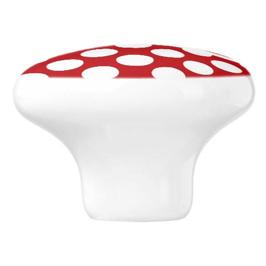 おしゃれな名前付き赤ドット柄デザインの引き出しノブ セラミックノブ (側面)
