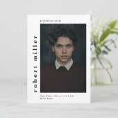 おしゃれな名前 クラシックな写真 卒業パーティー招待状 招待状 (スタンド正面)