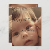 おしゃれな名前 誕生日フォト 日付 カリグラフィー ポストカード (正面/裏面)