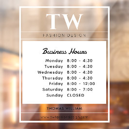 おしゃれな営業時間 白 半透明 ウィンドウサイン