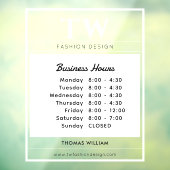 おしゃれな営業時間 白 半透明 ウィンドウサイン (シート3)