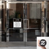 おしゃれな営業時間 白 半透明 ウィンドウサイン (オフィスドア)