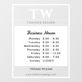 おしゃれな営業時間 白 半透明 ウィンドウサイン (シート)