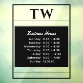 おしゃれな営業時間 黒 半透明 ウィンドウサイン (シート3)