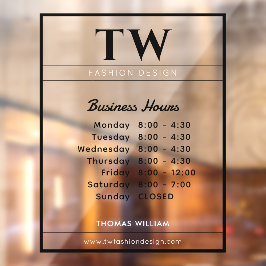 おしゃれな営業時間 黒 透明 ウィンドウサイン