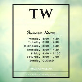 おしゃれな営業時間 黒 透明 ウィンドウサイン (シート3)