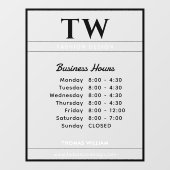 おしゃれな営業時間 黒 透明 ウィンドウサイン (シート)