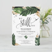 おしゃれな夏のトロピカルリーフ ブラック ゴールド 私たちはいまだに愛し合う 招待状 (スタンド正面)