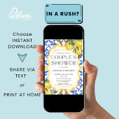 おしゃれな夏のレモン メディテレーニア カップルシャワー 招待状