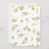 おしゃれな夏のワイルドフラワー フローラルリース ウェディング 招待状 (裏面)