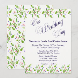 おしゃれな夏の花のウェディング 招待状