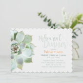 おしゃれな多肉植物の結婚式リハーサルディナー 招待状 (スタンド正面)