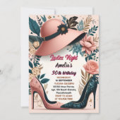 おしゃれな大人の女性の夜 30歳の誕生日 招待状 (正面)