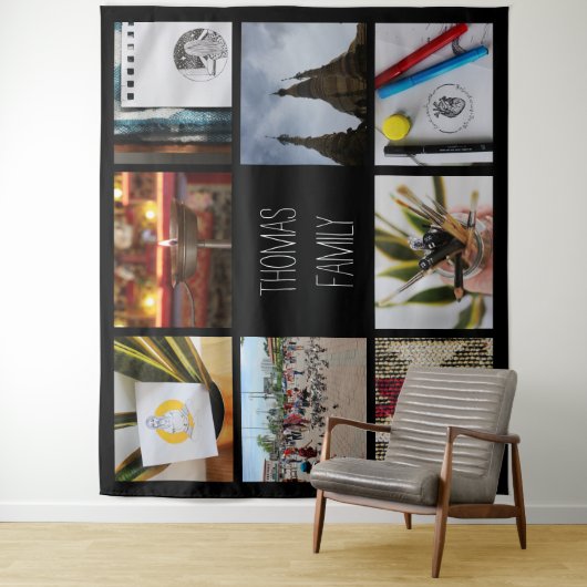 おしゃれな大型家族写真名インスタグラムコラージュ タペストリー (インサイチュ)