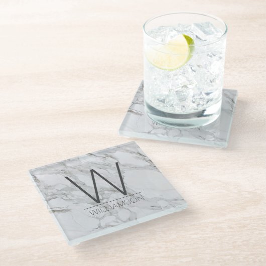 おしゃれな大理石プリントのコースター ガラスコースター (アングル)