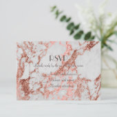 おしゃれな大理石 フェイク ローズゴールド ウェディングコレクション 出欠カード (スタンド正面)