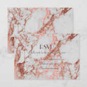 おしゃれな大理石 フェイク ローズゴールド ウェディングコレクション 出欠カード (正面/裏面)