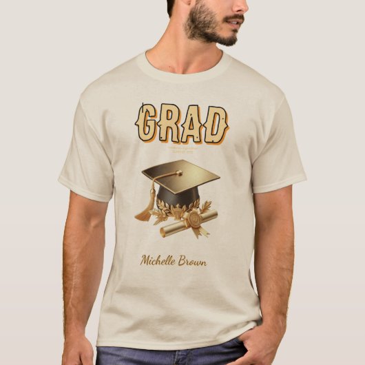 おしゃれな大胆なデザインの卒業記念グッズ Tシャツ (正面)