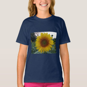 おしゃれな女の子のためのサニーひまわりグラフィックTシャツ Tシャツ