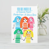 おしゃれな女の子のファッション誕生日パーティー 招待状 (スタンド正面)