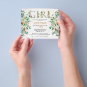 おしゃれな女の子のベビーシャワー イカリプサス ゴールド 招待状 チラシ (手)