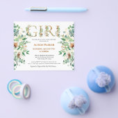 おしゃれな女の子のベビーシャワー イカリプサス ゴールド 招待状 チラシ (シングル)