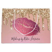 おしゃれな女の子の唇キッスメイクアップアーティスト ラージペーパーバッグ (正面)