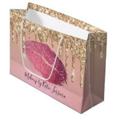 おしゃれな女の子の唇キッスメイクアップアーティスト ラージペーパーバッグ (正面アングル)