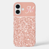 おしゃれな女の子らしいソフトピンクスパークルモノグラム名 Case-Mate iPhoneケース (裏面)
