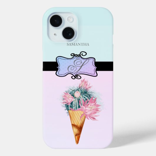 おしゃれな女の子向けのサボテンとアイスクリーム Case-Mate iPhoneケース (裏面)