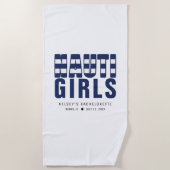おしゃれな女子たちによる白い独身最後の夜のパーティー ビーチタオル (正面)