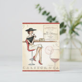 おしゃれな女性がワインを飲む ポストカード (スタンド正面)