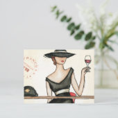 おしゃれな女性とワイングラス ポストカード (スタンド正面)