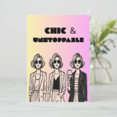 おしゃれな女性のためのカード - 大胆でトレンディ 招待状 (スタンド正面)