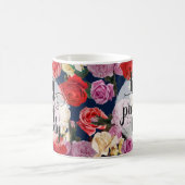 おしゃれな女性のためのドラマチックなヴィンテージ水彩ローズ コーヒーマグカップ (中央)