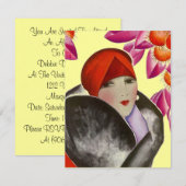 おしゃれな女性のための特別なランチ&アフタヌーンティーのお誘い 招待状 (正面/裏面)