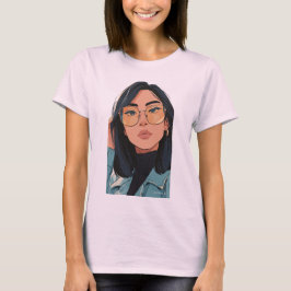 おしゃれな女性のイラスト | トレンディーファッション Tシャツ