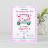 おしゃれな女性のゴルフパーティ カート 30歳の誕生日 招待状 (スタンド正面)