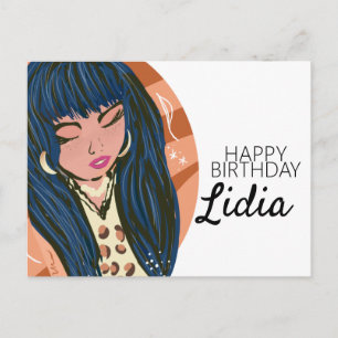 おしゃれな女性のビューティーファッションブロガー誕生日 ポストカード