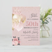 おしゃれな女性の50歳のサプライズ誕生日パーティー 招待状 (スタンド正面)