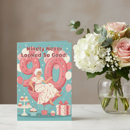 おしゃれな女性の90歳の誕生日お祝い カード