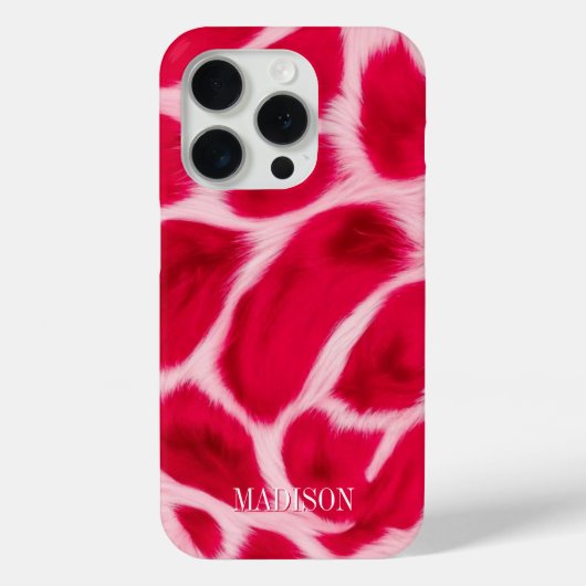 おしゃれな女性向けのピンクと赤のヒョウ柄の動物柄のカスタムデザイン Case-Mate iPhoneケース (裏面)